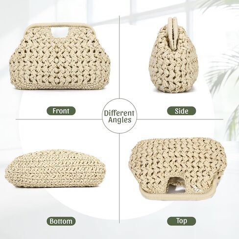 Straw Dumpling Clutch Bag, Summer Beach Bag, Vacation Handbag, Woven Summer Clutch for Women 2026 in Kuwait