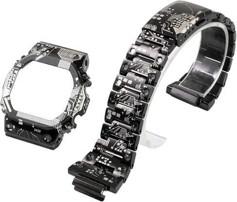 DW-5600 Mod Kit Circuit Board Pattern Stainless Steel Case Solid Metal Strap Bracelet for 5600 Series, 5610 Series, Watch Part Replacement in Saudi Arabia