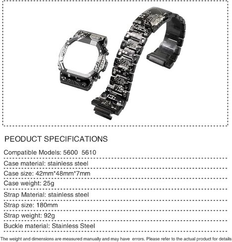 DW-5600 Mod Kit Circuit Board Pattern Stainless Steel Case Solid Metal Strap Bracelet for 5600 Series, 5610 Series, Watch Part Replacement in Saudi Arabia