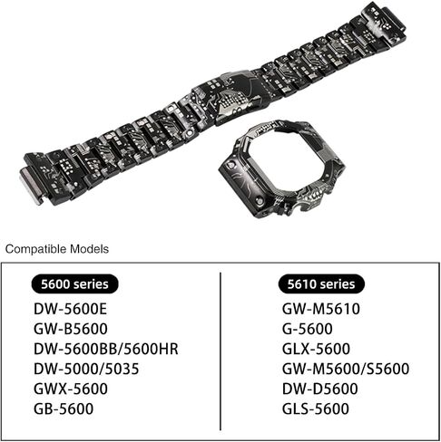 DW-5600 Mod Kit Circuit Board Pattern Stainless Steel Case Solid Metal Strap Bracelet for 5600 Series, 5610 Series, Watch Part Replacement in Saudi Arabia