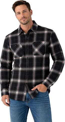 FAHIZO Men's Button Down Regular Fit Long Sleeve Plaid Flannel Casual Shirts in Kuwait