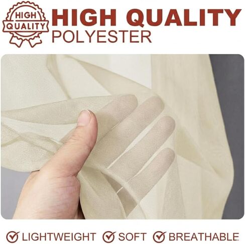 YHSF Grommet Sheer Curtains, 84 Inches Long, 2 Panel Set, 54" W x 84" L, Beige in Saudi Arabia
