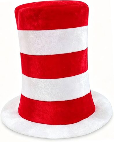 Red and White Striped Top Hat, Adult Standard Size,Velvet Fabric, Cat Hat Costume Halloween Role-Play Party Accessory in Saudi Arabia