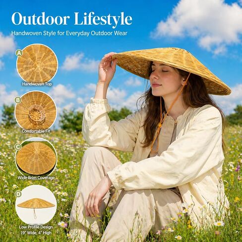 Handmade Bamboo Kasa Hat Woven Conical Sun Hat for Gardening Outdoor Wear or Samurai Ronin Cosplay Lightweight Traditional in Saudi Arabia