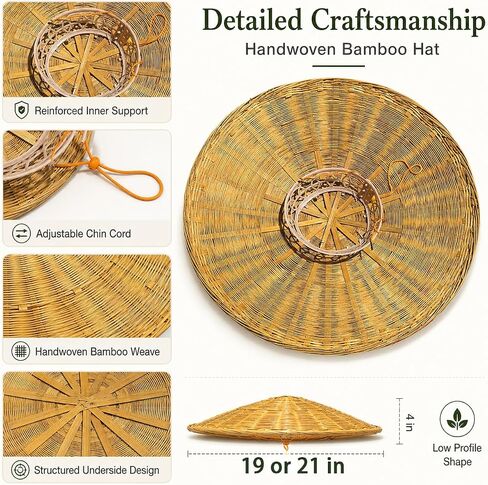 Handmade Bamboo Kasa Hat Woven Conical Sun Hat for Gardening Outdoor Wear or Samurai Ronin Cosplay Lightweight Traditional in Saudi Arabia