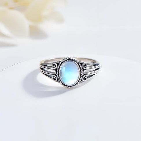 Moonstone Rings for Women 925 Sterling Silver Vintage Oval Moonstone Ring Ladies Jewelry Gifts in Saudi Arabia