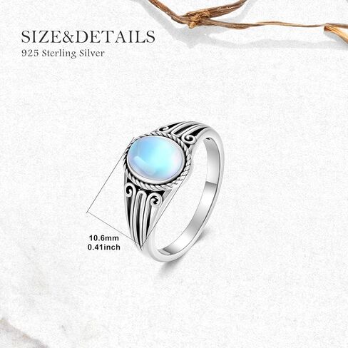 Moonstone Rings for Women 925 Sterling Silver Vintage Oval Moonstone Ring Ladies Jewelry Gifts in Saudi Arabia