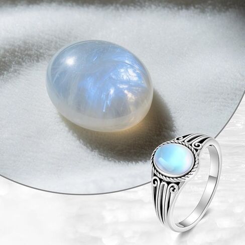Moonstone Rings for Women 925 Sterling Silver Vintage Oval Moonstone Ring Ladies Jewelry Gifts in Saudi Arabia