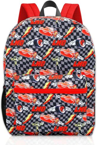Lightning McQueen Backpack with Lunch Box for Kids - Bundle with 16'' Disney Cars Backpack, Lunch Bag, Water Bottle, Stickers, More | Disney Cars School Bag for Boys Set in Kuwait