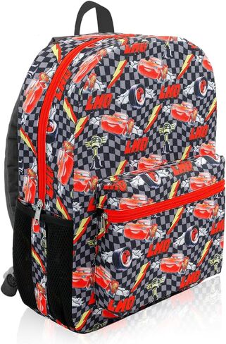 Lightning McQueen Backpack with Lunch Box for Kids - Bundle with 16'' Disney Cars Backpack, Lunch Bag, Water Bottle, Stickers, More | Disney Cars School Bag for Boys Set in Kuwait