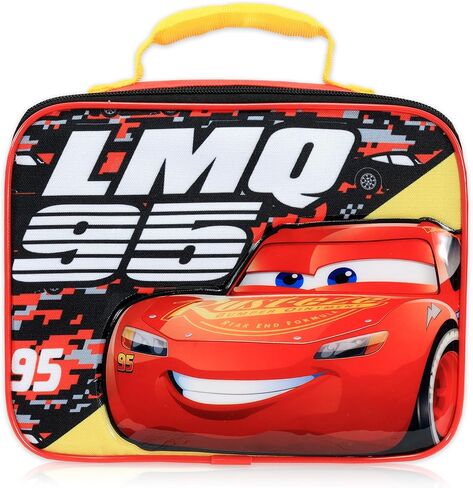 Lightning McQueen Backpack with Lunch Box for Kids - Bundle with 16'' Disney Cars Backpack, Lunch Bag, Water Bottle, Stickers, More | Disney Cars School Bag for Boys Set in Kuwait