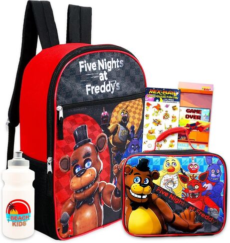 Five Nights at Freddy's Backpack with Lunch Box Set - Bundle with FNAF Backpack, FNAF Lunch Bag, Stickers, Water Bottle | Five Nights at Freddy's School Backpack for Boys in Saudi Arabia
