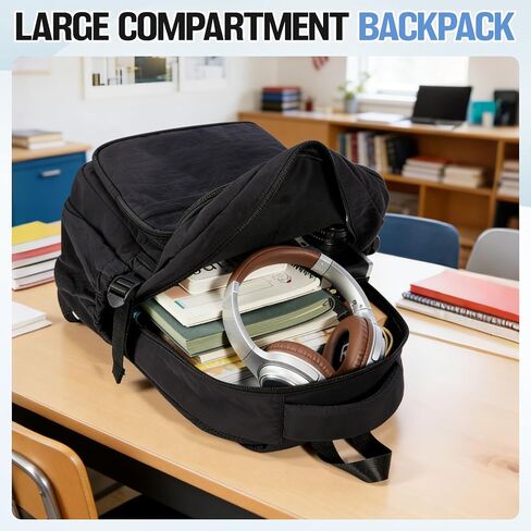 School Backpack For Girls Boys 14 Inch Laptop Backpack For Women Bookbag For Men Waterproof Lightweight Backpack For College Middle High School Bag Travel Daypack Black in Saudi Arabia