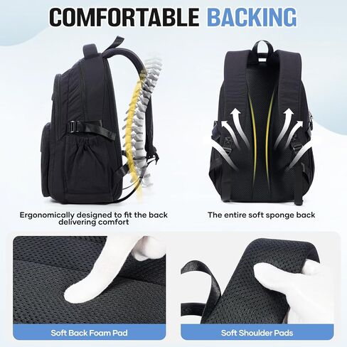 School Backpack For Girls Boys 14 Inch Laptop Backpack For Women Bookbag For Men Waterproof Lightweight Backpack For College Middle High School Bag Travel Daypack Black in Saudi Arabia