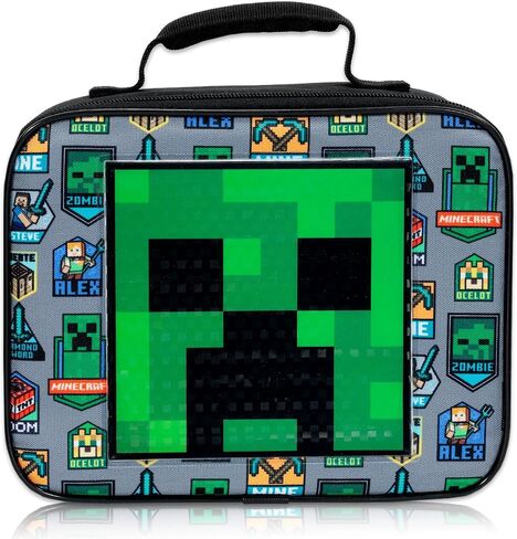 Minecraft Backpack & Lunch Box Set - Bundle of 16" Creeper Backpack with Insulated Lunch Bag, Stickers, Water Bottle, More | Minecraft School Supplies in Kuwait