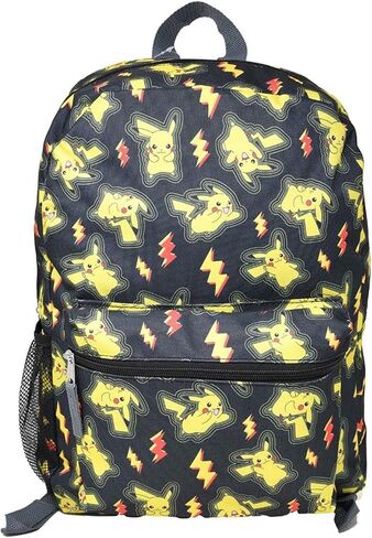 Bioworld Pokemon Pikachu All Over Print 16" Kids Backpack – Colorful Cartoon School Bag with Front Pocket & Side Mesh, Lightweight Travel Backpack for Boys & Girls in Kuwait