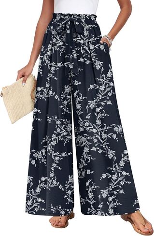 TAOHUADAO Womens Wide Leg Pants with Pockets High Waisted Plus Size Palazzo Pants Casual Flowy Trousers in Saudi Arabia
