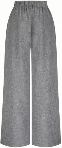 Women's High-Waisted Wide-Leg Pants with Crisscross Button Detail Elegant Office Wear Casual Trousers in Kuwait