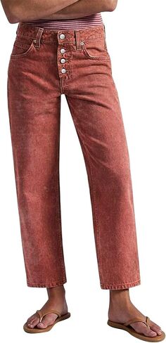 Flamingals Straight Leg Pants for Women Mid Waisted Button Fly Trendy Casual Denim Pants in Kuwait