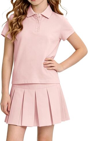 Girls Skirt Set 2 Piece Outfit Toddler Summer Clothes Short Sleeve Polo Shirt Pleated Skirt Outfit Set in Saudi Arabia