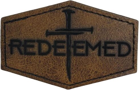 Redeemed PU Leather Patch with Cross – 3 Inch x 2 Inch Laser Engraved Christian Hat Patch – Faith Heat Press Applique for Trucker Hats and Jackets in Saudi Arabia