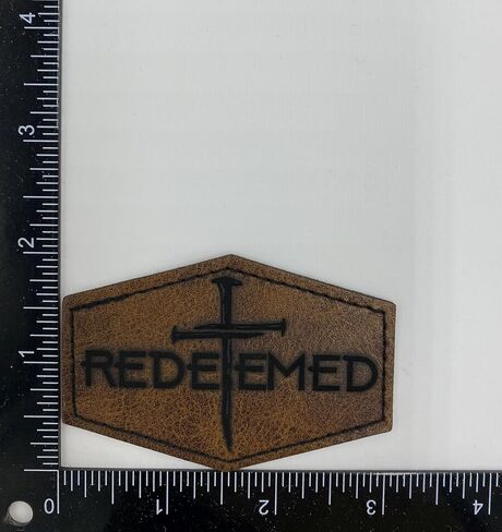 Redeemed PU Leather Patch with Cross – 3 Inch x 2 Inch Laser Engraved Christian Hat Patch – Faith Heat Press Applique for Trucker Hats and Jackets in Saudi Arabia