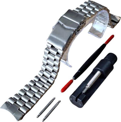 CSPS002 Solid President Stainless Steel Bracelet for Casio Duro MDV106 / MDV107 – 1.8mm.Spring Bar, V-Clasp Double Lock, Curved End Link Fit Stainless Steel in Saudi Arabia