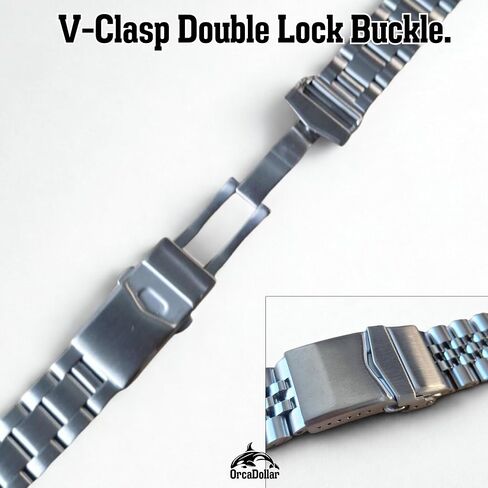 CSPS002 Solid President Stainless Steel Bracelet for Casio Duro MDV106 / MDV107 – 1.8mm.Spring Bar, V-Clasp Double Lock, Curved End Link Fit Stainless Steel in Saudi Arabia