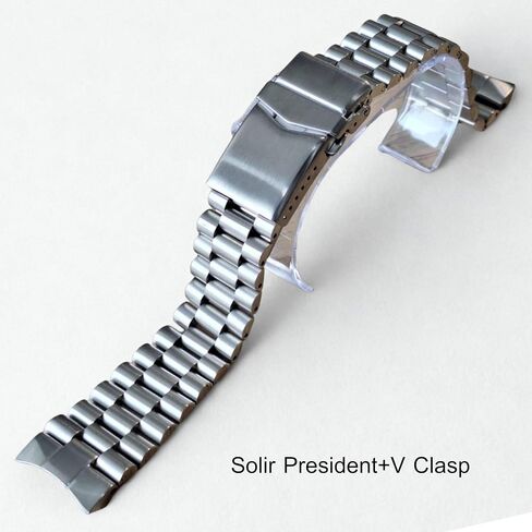 CSPS002 Solid President Stainless Steel Bracelet for Casio Duro MDV106 / MDV107 – 1.8mm.Spring Bar, V-Clasp Double Lock, Curved End Link Fit Stainless Steel in Saudi Arabia
