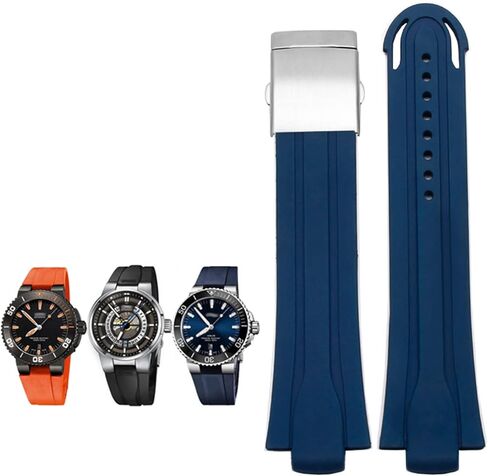KLVN 24mm*12mm Lug End Rubber Waterproof Watchband For Oris Wristband Silicone Watch Strap Stainless Steel Folding Clasp in Saudi Arabia