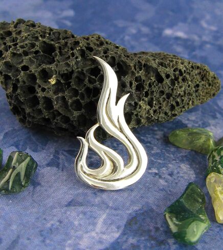 Woot & Hammy Fire Flame Pendant, 100% Sterling Silver, Handmade in Saudi Arabia