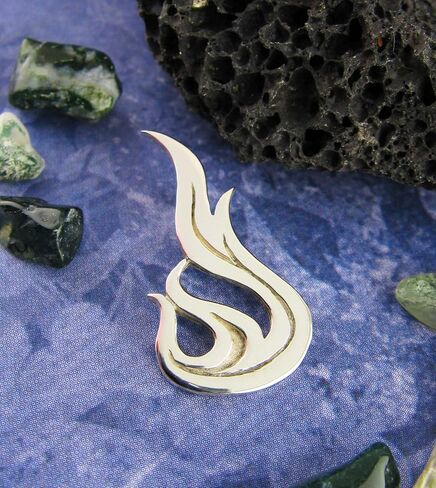 Woot & Hammy Fire Flame Pendant, 100% Sterling Silver, Handmade in Saudi Arabia
