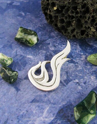 Woot & Hammy Fire Flame Pendant, 100% Sterling Silver, Handmade in Saudi Arabia