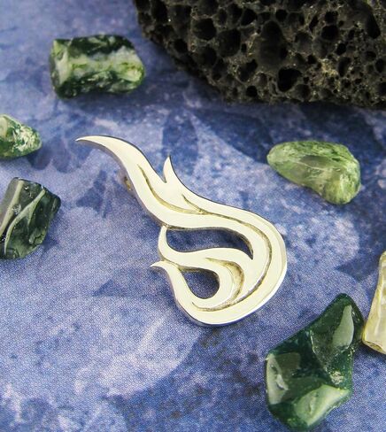 Woot & Hammy Fire Flame Pendant, 100% Sterling Silver, Handmade in Saudi Arabia