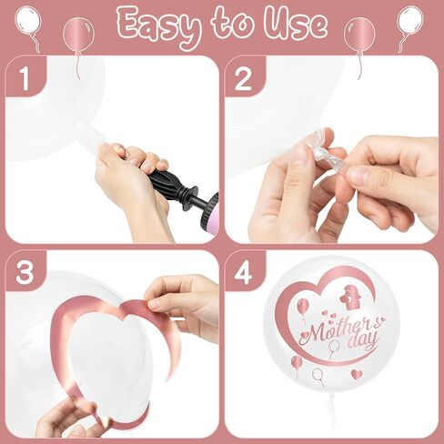 CNhoqc Mother's Day Bobo Balloons - 36pcs Rose Gold Happy Mother's Day Bobo Bubble Balloons Set 20pcs Transparent Bubble Balloon with Stickers in Kuwait
