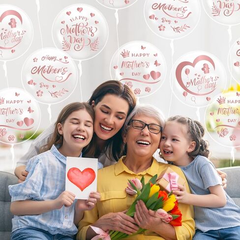CNhoqc Mother's Day Bobo Balloons - 36pcs Rose Gold Happy Mother's Day Bobo Bubble Balloons Set 20pcs Transparent Bubble Balloon with Stickers in Kuwait