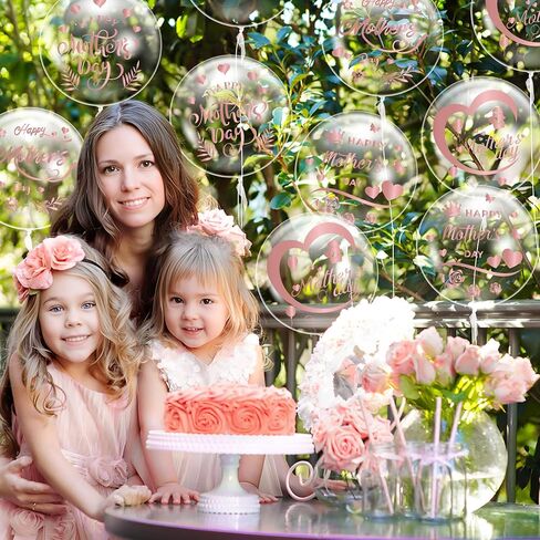 CNhoqc Mother's Day Bobo Balloons - 36pcs Rose Gold Happy Mother's Day Bobo Bubble Balloons Set 20pcs Transparent Bubble Balloon with Stickers in Kuwait