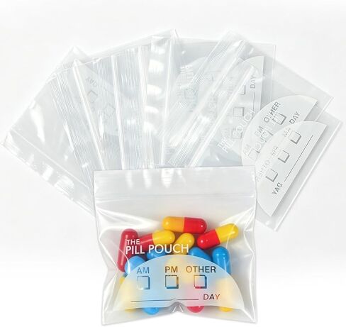 30 Pcs Pill Bags for Travel, Pack of Reusable Pill Pouches, 3 x 2.75 Inch Medicine Storage Bags with Writable Label, Zipper Seal Waterproof AM/PM Pill Organizer for Vitamins & Supplements(Square) in Saudi Arabia