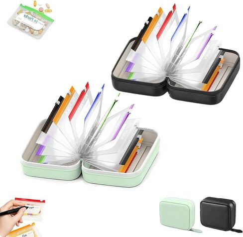 A8 Waterproof Pill Pouch Set, 2026 New Large Weekly Pill Organizer, Reusable Travel Medicine Organizer with 14pcs Bags Inside, 7 to 14 Days of Meds & Medicine, Crush-Resistant Shell (Mix) in Kuwait