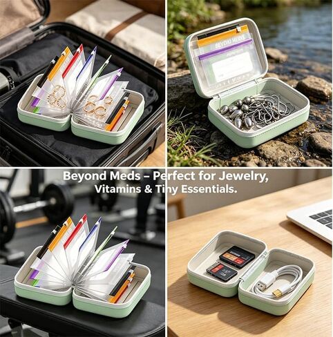 A8 Waterproof Pill Pouch Set, 2026 New Large Weekly Pill Organizer, Reusable Travel Medicine Organizer with 14pcs Bags Inside, 7 to 14 Days of Meds & Medicine, Crush-Resistant Shell (Mix) in Kuwait