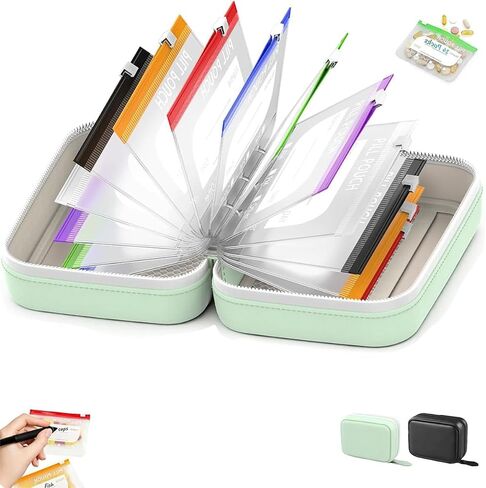 A8 Waterproof Pill Pouch Set, 2026 New Large Weekly Pill Organizer, Reusable Travel Medicine Organizer with 14pcs Bags Inside, 7 to 14 Days of Meds & Medicine, Crush-Resistant Shell (Mix) in Kuwait