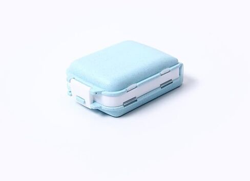 Travel Pill Organizer with 8 Compartments Double-Layer Portable Pocket Purse Medicine Organizer Medicine Carry Storage Box (Straw Blue) in Kuwait