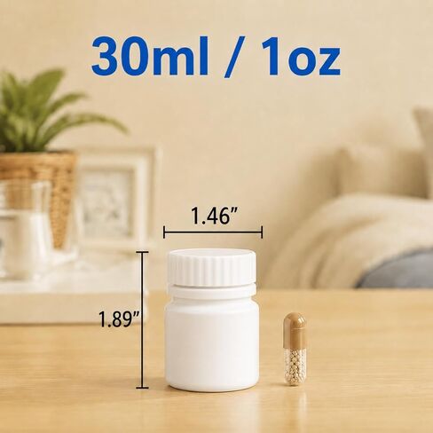 METAPACK Screw Cap White Pill Bottle, 12 Pack Empty Plastic Medicine Bottles, Travel Pill Container Organizers with Labels for Pills Capsules Vitamins Powder(8dram) in Kuwait