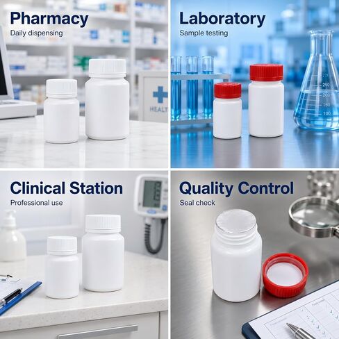 METAPACK Screw Cap White Pill Bottle, 12 Pack Empty Plastic Medicine Bottles, Travel Pill Container Organizers with Labels for Pills Capsules Vitamins Powder(8dram) in Kuwait