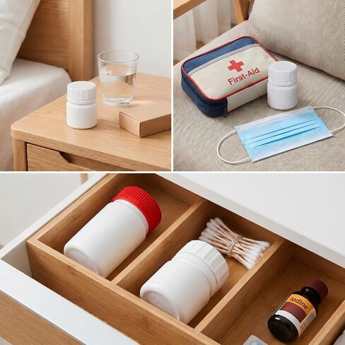 METAPACK Screw Cap White Pill Bottle, 12 Pack Empty Plastic Medicine Bottles, Travel Pill Container Organizers with Labels for Pills Capsules Vitamins Powder(8dram) in Kuwait