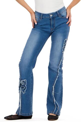 Forever 21 Women's Denim Pants with Rhinestones and Embroidered Back Pocket in Kuwait