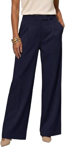 YesFashion Dress Pants Women High Waisted Pants Front Crease Business Casual Pants Work Office Trousers Pocketed Back Elastic in Kuwait