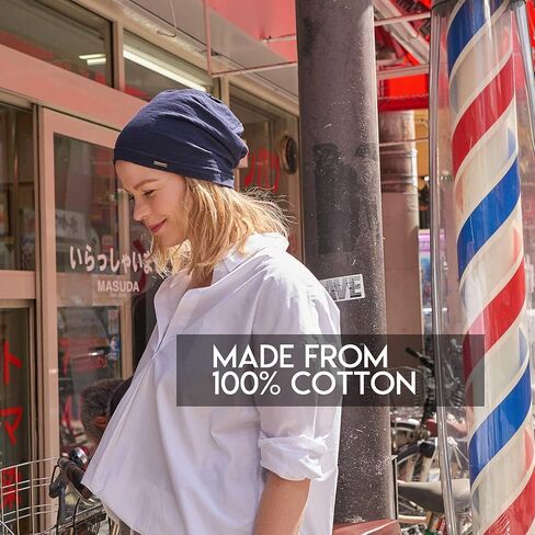 CHARM White and Light Blue Cotton Summer Beanies for Men & Women in Kuwait