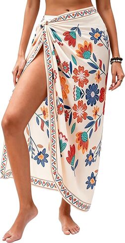 HORISUN Women Semi-Sheer Mesh Woven Beach Sarong Long Bikini Wrap Pareo Casual Swimsuit Cover Up for Summer in Saudi Arabia