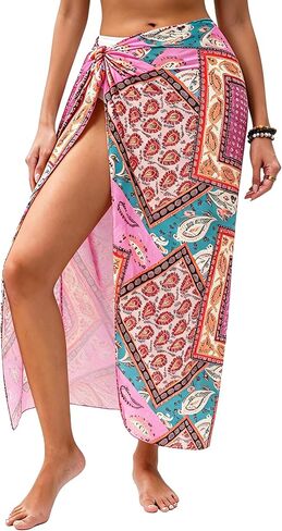 HORISUN Women Semi-Sheer Mesh Woven Beach Sarong Long Bikini Wrap Pareo Casual Swimsuit Cover Up for Summer in Saudi Arabia